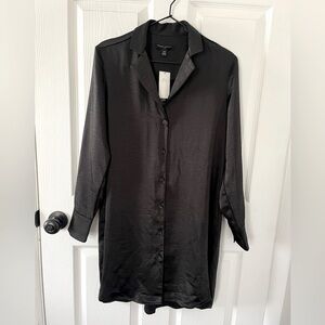 Banana Republic Pajama Collar Silky Black Dress